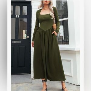 Olive Green Midi Dress